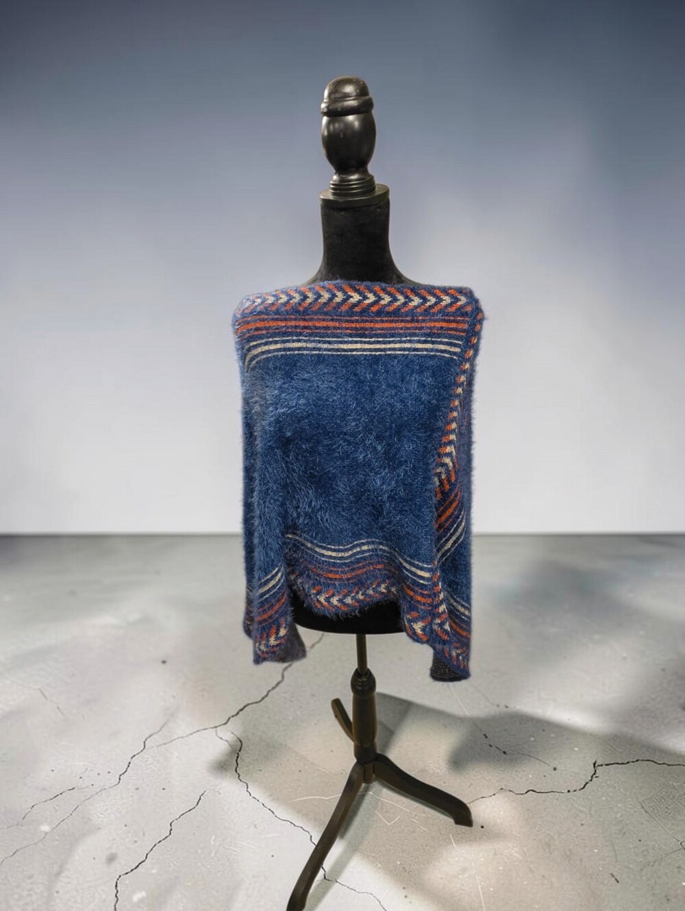 Navy And Orange Poncho